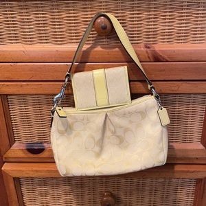 Yellow coach purse and wallet set